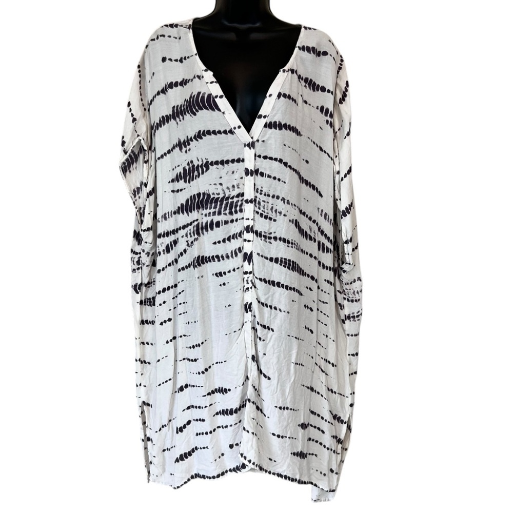 Mud Pie Black & White Viscose Tie Dye Tunic Cover-Up